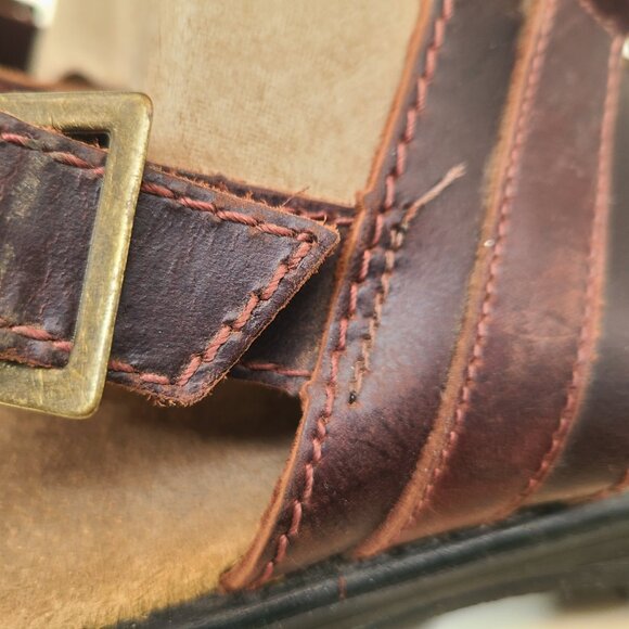 Vtg 90's Y2K Wild Pair Lug O Ring Brown Leather Sandals - Picture 9 of 16